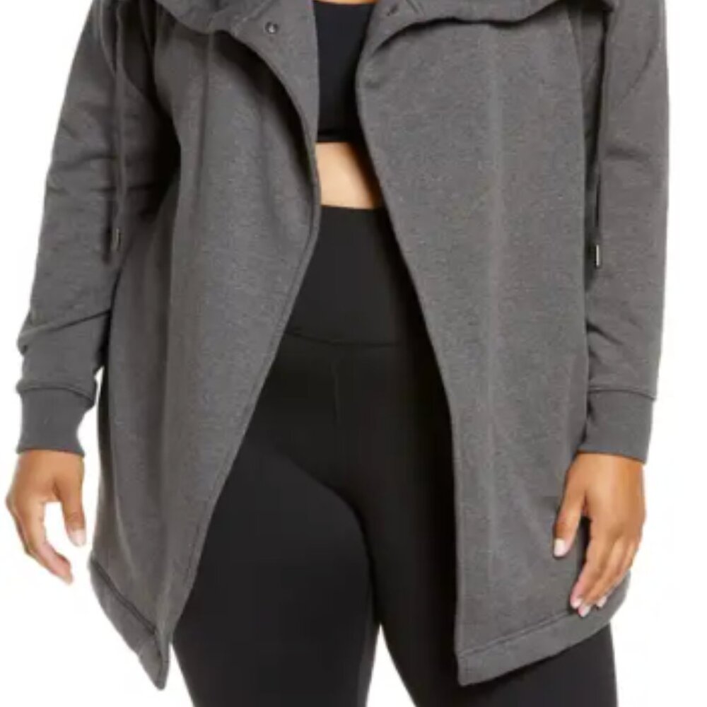 NWT Zella Amazing Cozy Wrap Jacket Gray Medium Charcoal Heather 1X